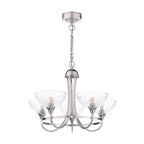 Laura Ashley Wellham 5 Light Armed Pendant Polished Nickel and Ribbed Glass LA3756606-Q
