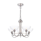 Laura Ashley Wellham 5 Light Armed Pendant Polished Nickel and Ribbed Glass LA3756606-Q