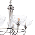 Laura Ashley Wellham 5 Light Armed Pendant Polished Nickel and Ribbed Glass LA3756606-Q