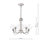 Laura Ashley Wellham 5 Light Armed Pendant Polished Nickel and Ribbed Glass LA3756606-Q