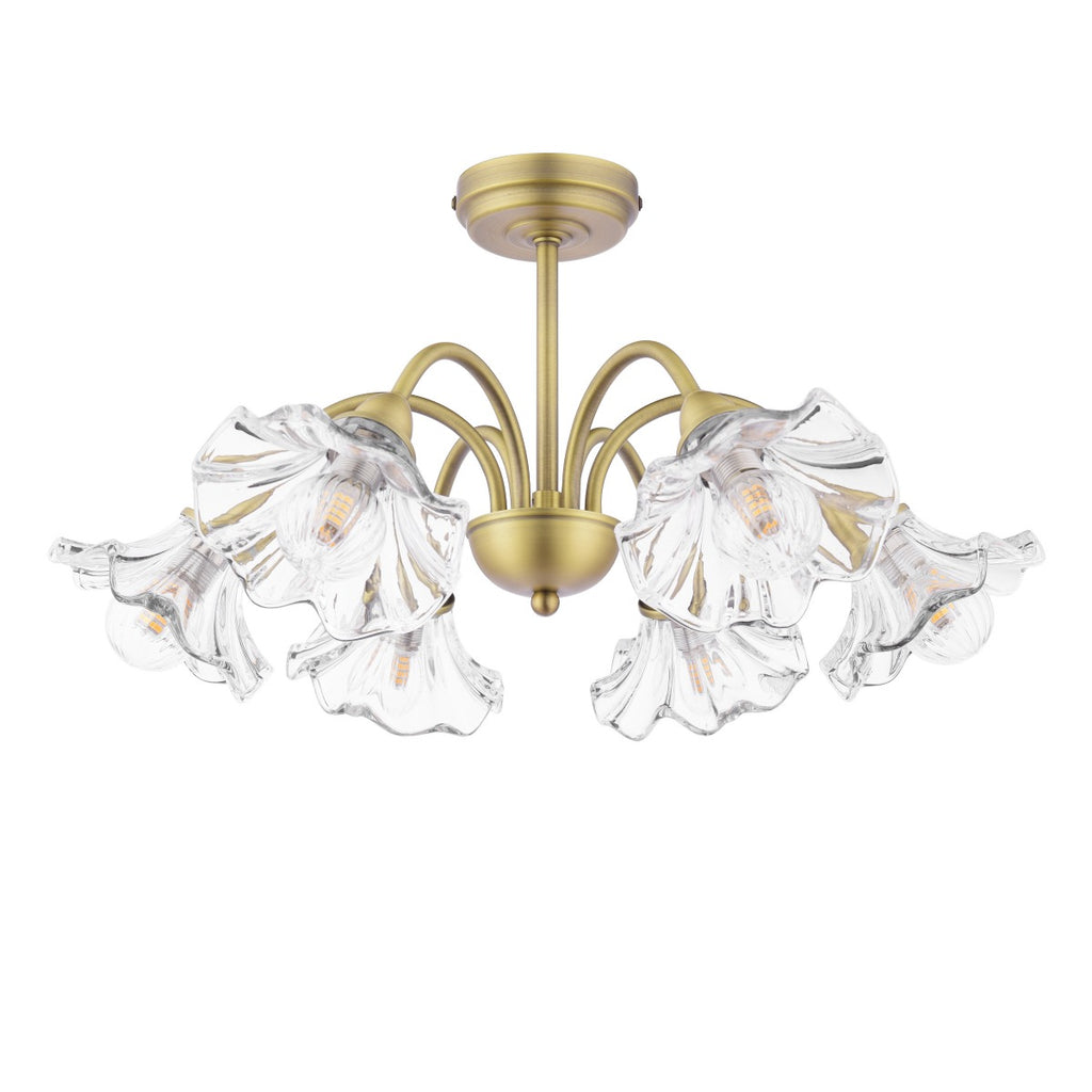 Laura Ashley Kerswell 6 Light Semi-Flush Matt Antique Brass and Glass LA3756582-Q