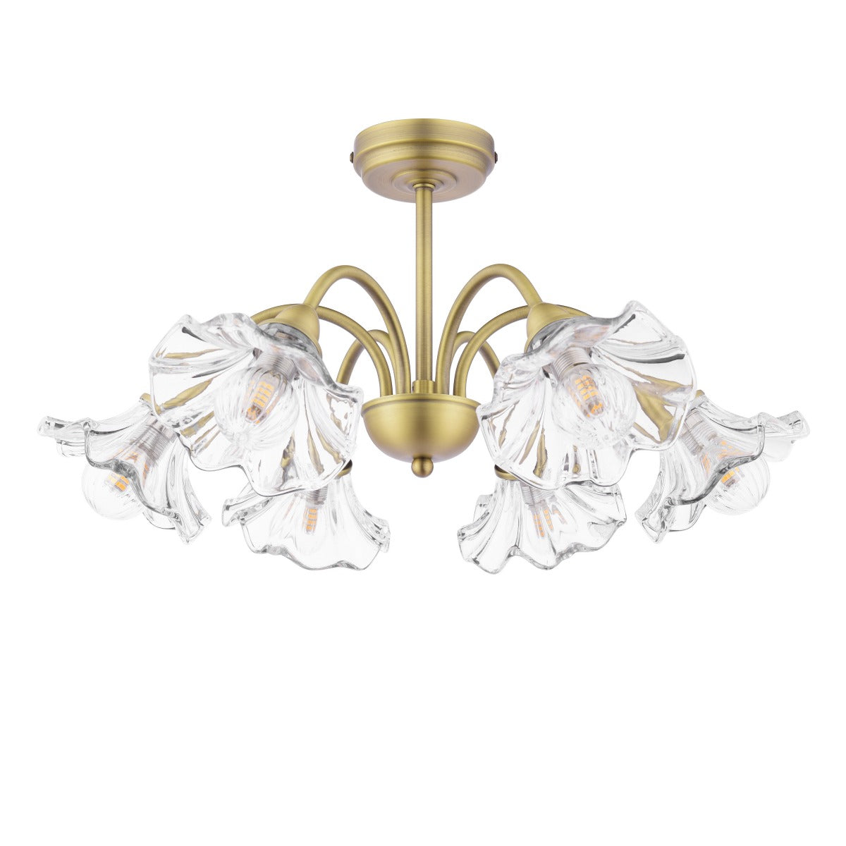 Laura Ashley Kerswell 6 Light Semi-Flush Matt Antique Brass and Glass LA3756582-Q