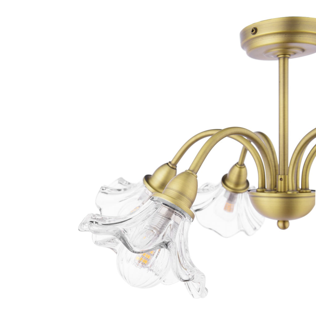 Laura Ashley Kerswell 6 Light Semi-Flush Matt Antique Brass and Glass LA3756582-Q