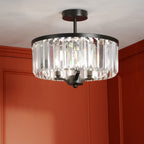 Elkwood 3 Light Semi Flush Crystal Ceiling Light In Industrial Black Finish LA3756610-Q