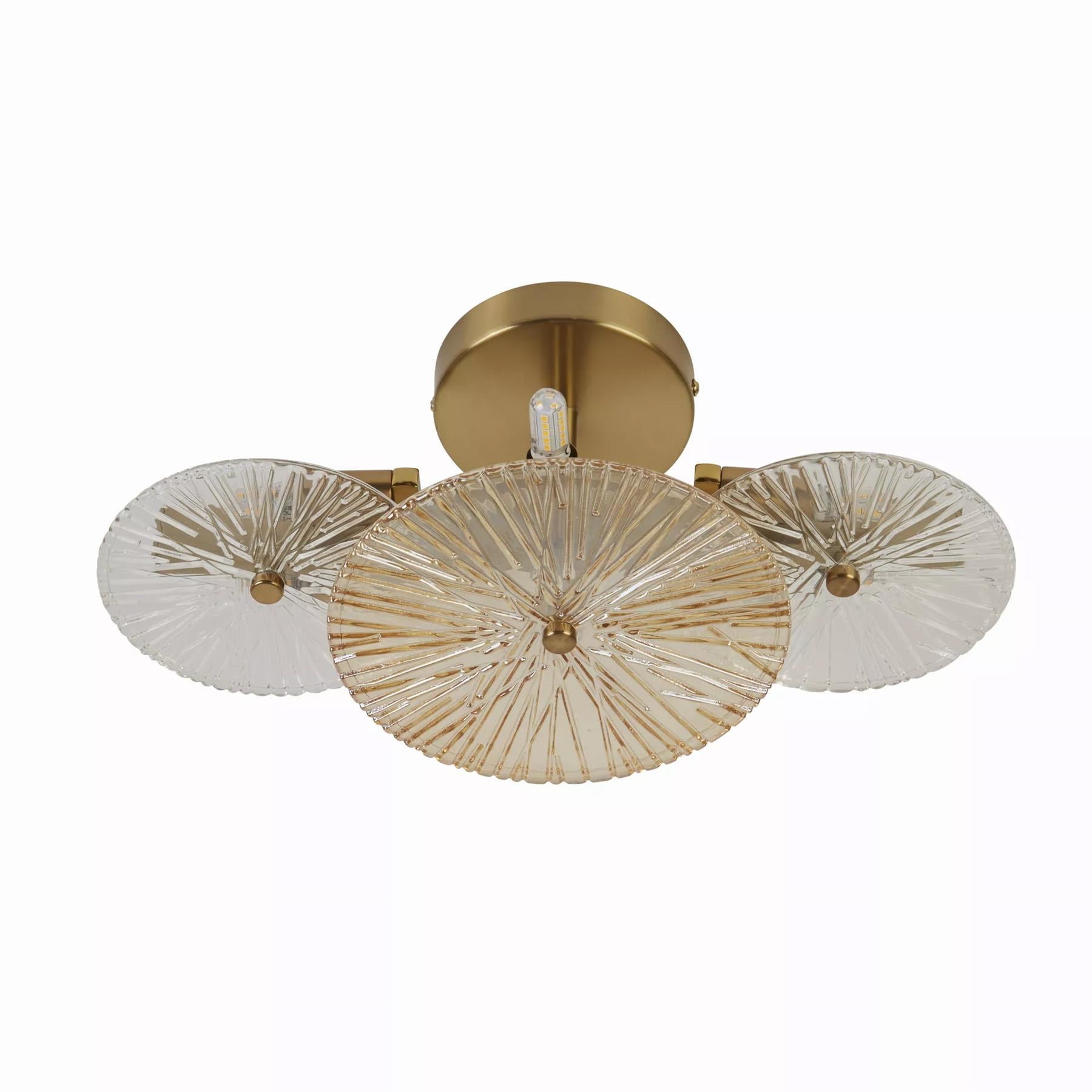 Wagon Wheel 6 Light Wall Or Flush Ceiling Light In Bronze Finish With Amber Glass 88210-6BZ