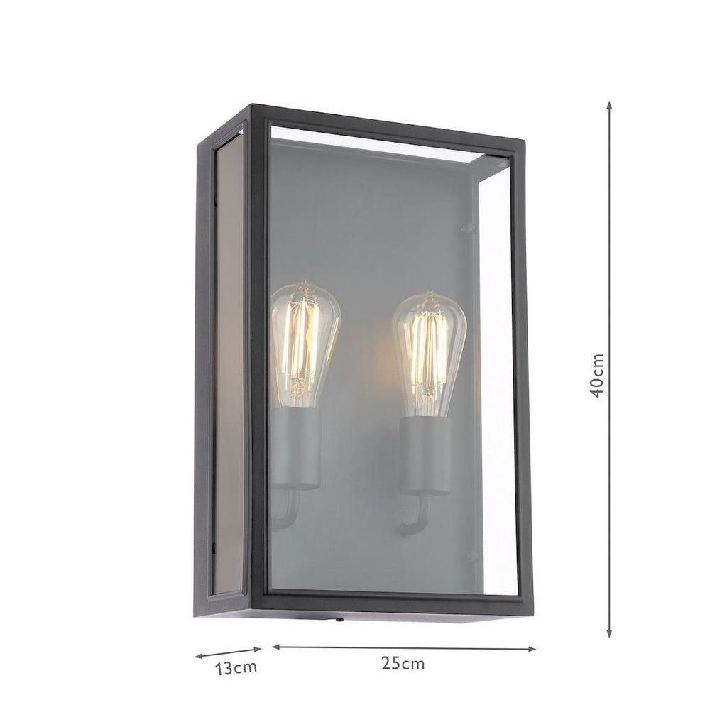 Dar Wisebuys Mazin 2 Light Outdoor Wall Light In Black IP44 MAZ5022
