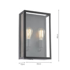 Dar Wisebuys Mazin 2 Light Outdoor Wall Light In Black IP44 MAZ5022