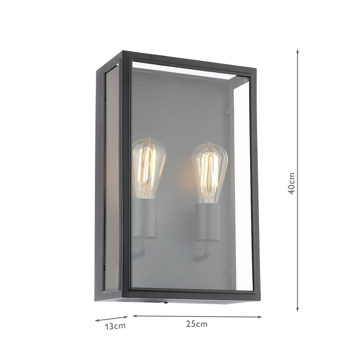 Dar Wisebuys Mazin 2 Light Outdoor Wall Light In Black IP44 MAZ5022
