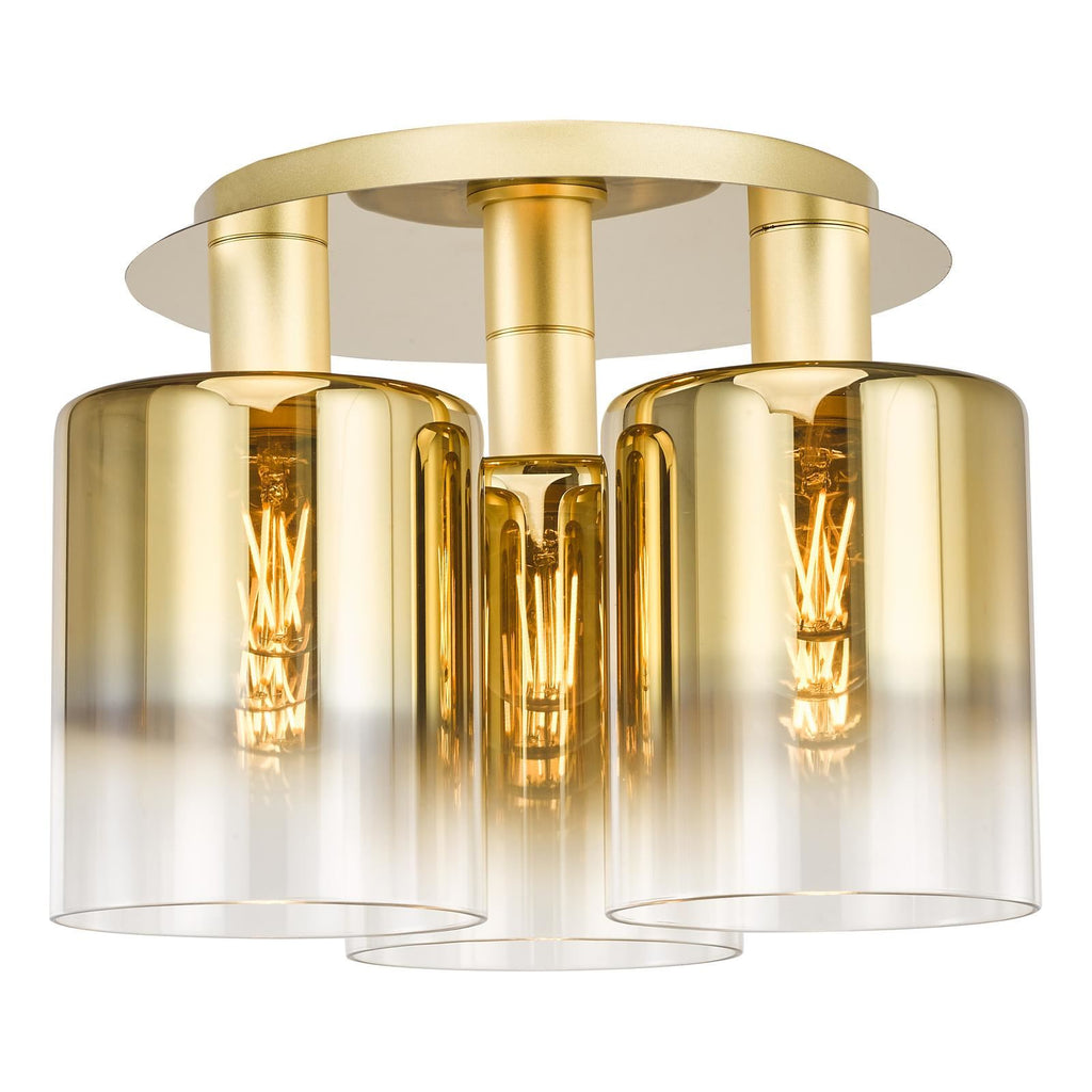 Savannah 3 Light Flush Satin Gold and Gold Ombre Glass SAV5335