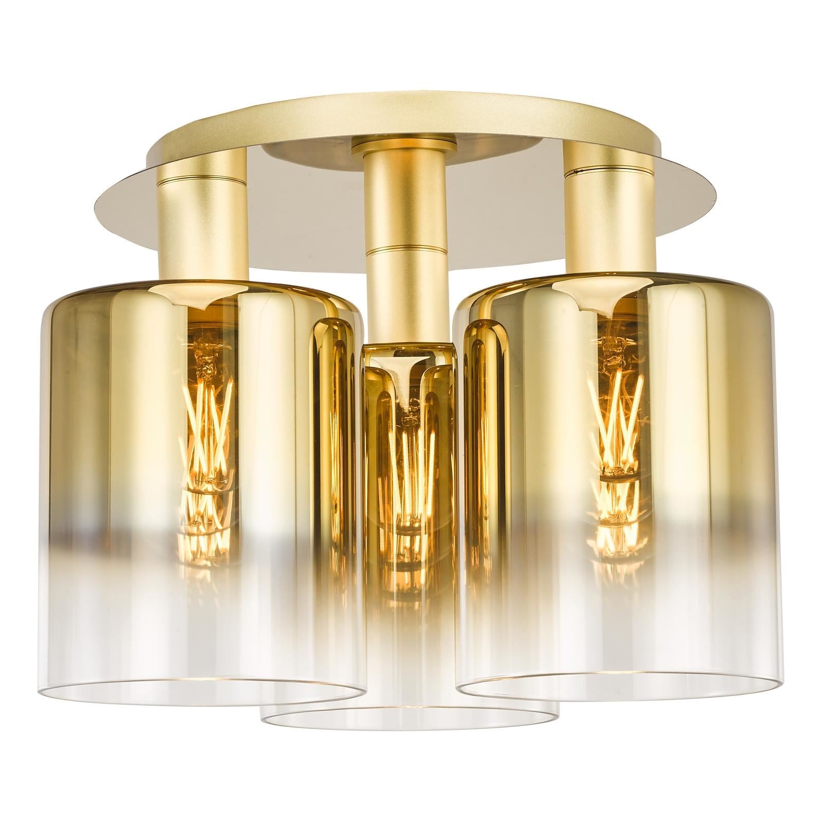 Savannah 3 Light Flush Satin Gold and Gold Ombre Glass SAV5335