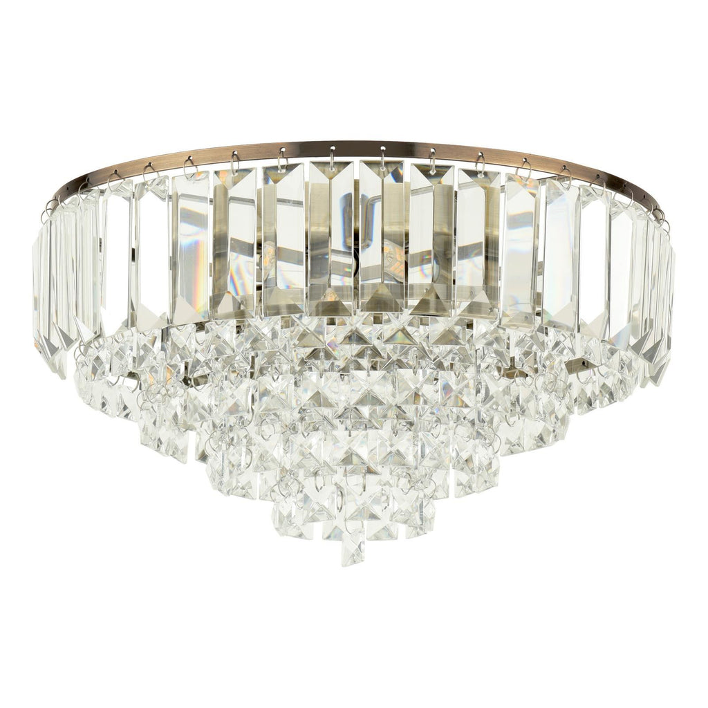 Laura Ashley Vienna 3 Light Flush Crystal and Antique Brass LA3756756-Q