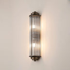 Pillar 2 Light Bathroom Wall Light In Bronze And Clear Glass Rods IP44 G9
