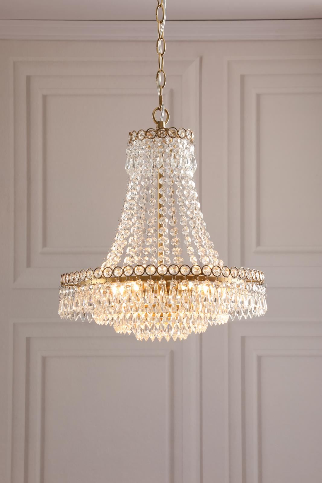 Enid 5 Light Chandelier Faceted Glass and Matt Antique Brass LA3756713-Q