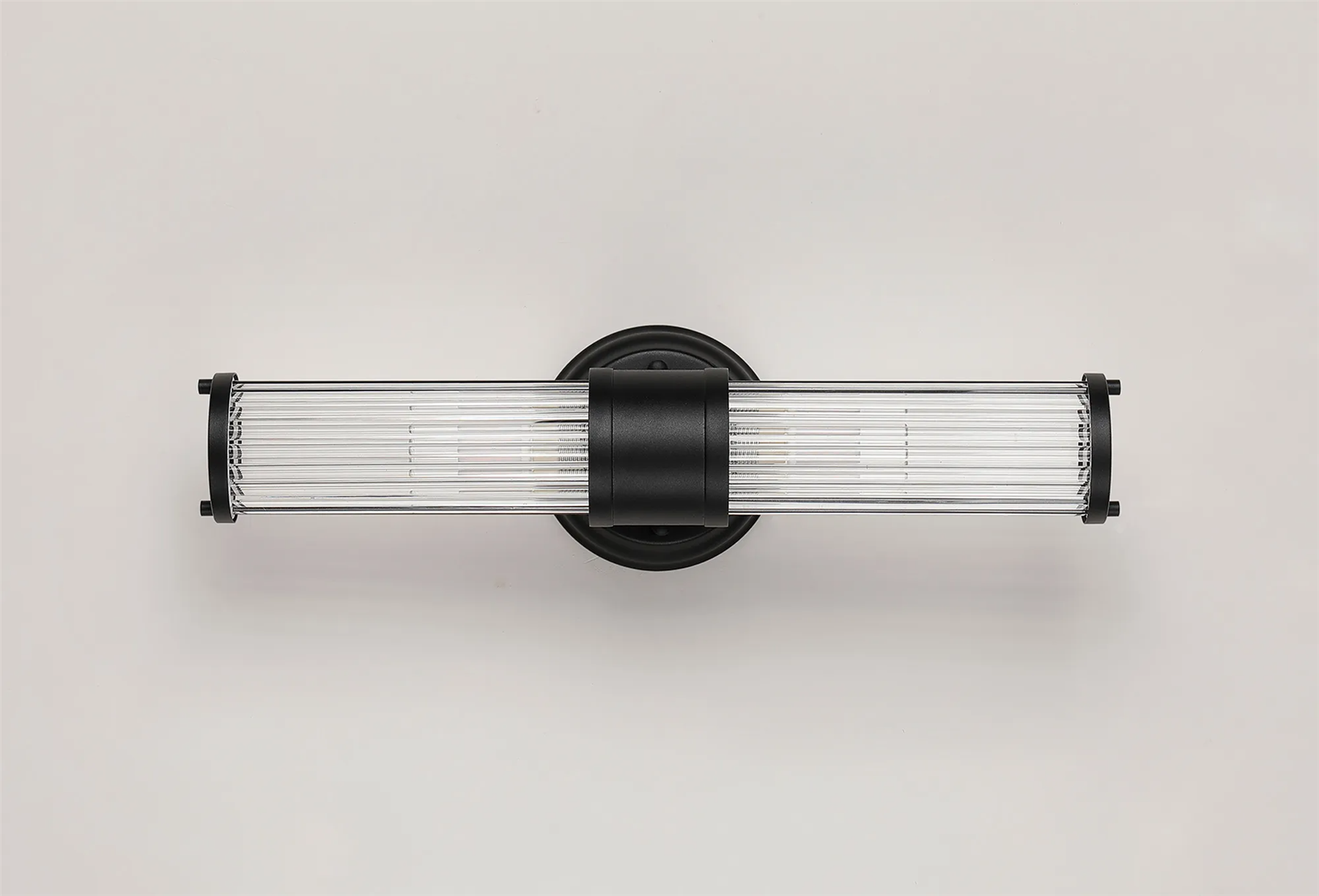 Pillar Up And Down 2 Light Bathroom Wall Light In Satin Black And Clear Glass Rods IP44 E14