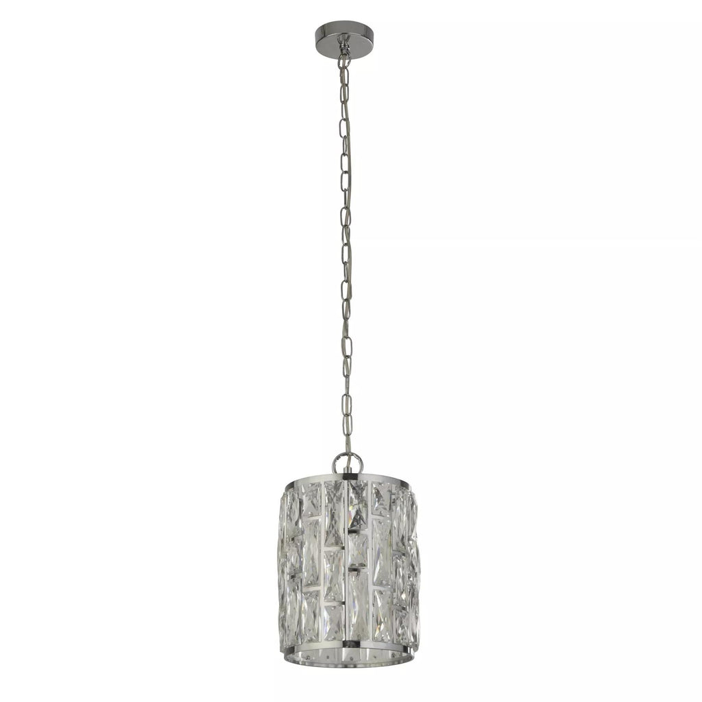 Bijou Single Ceiling Pendant Light In Chrome Finish With Crystal Glass 6581-1CC