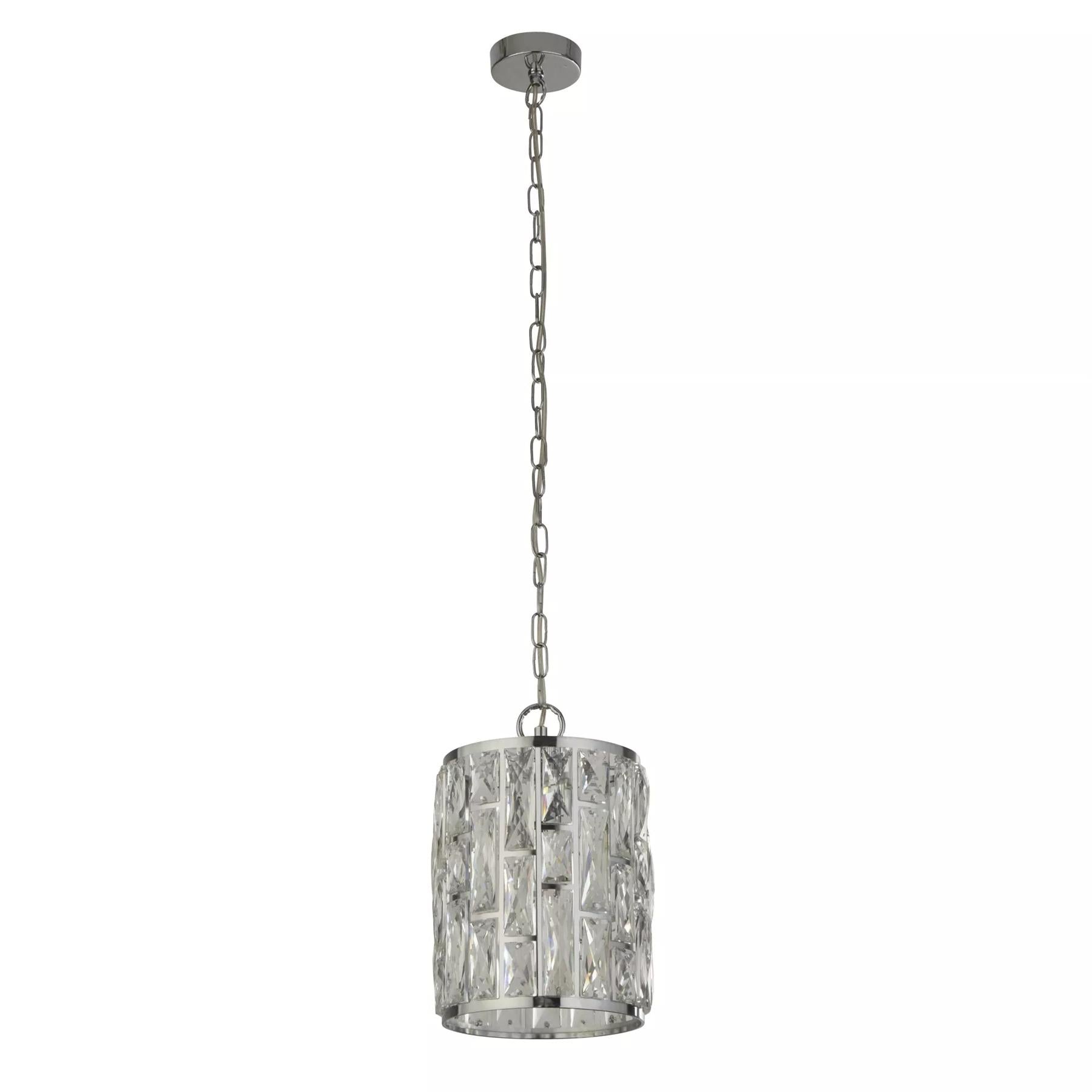 Bijou Single Ceiling Pendant Light In Chrome Finish With Crystal Glass 6581-1CC