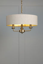 Laura Ashley Sorrento 3 Light Chandelier  Matt Antique Brass With Natural Shade LA3756751-Q