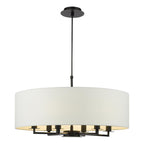 Tyler 6 Light Ceiling Pendant Matt Black and White With Shade TYL6422