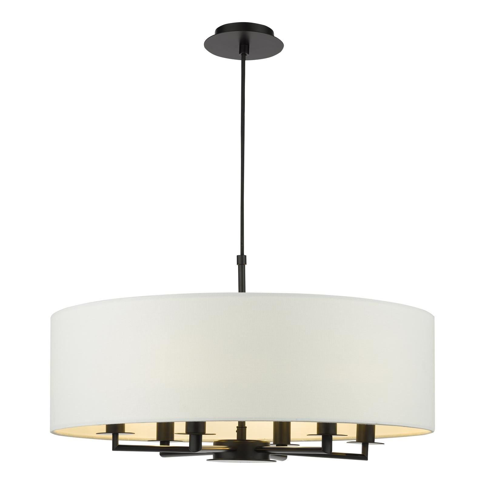 Tyler 6 Light Ceiling Pendant Matt Black and White With Shade TYL6422