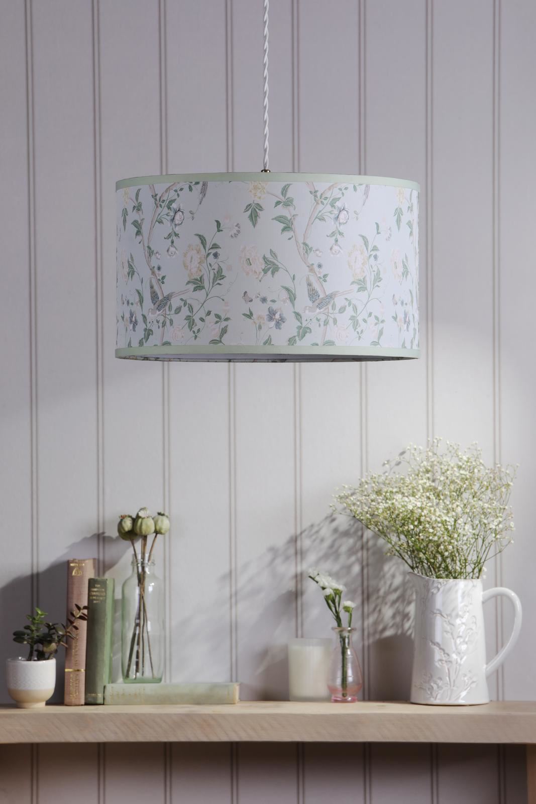 Laura Ashley Summer Palace Eau De Nil Green Cotton Drum Shade 38cm LA3756681-Q