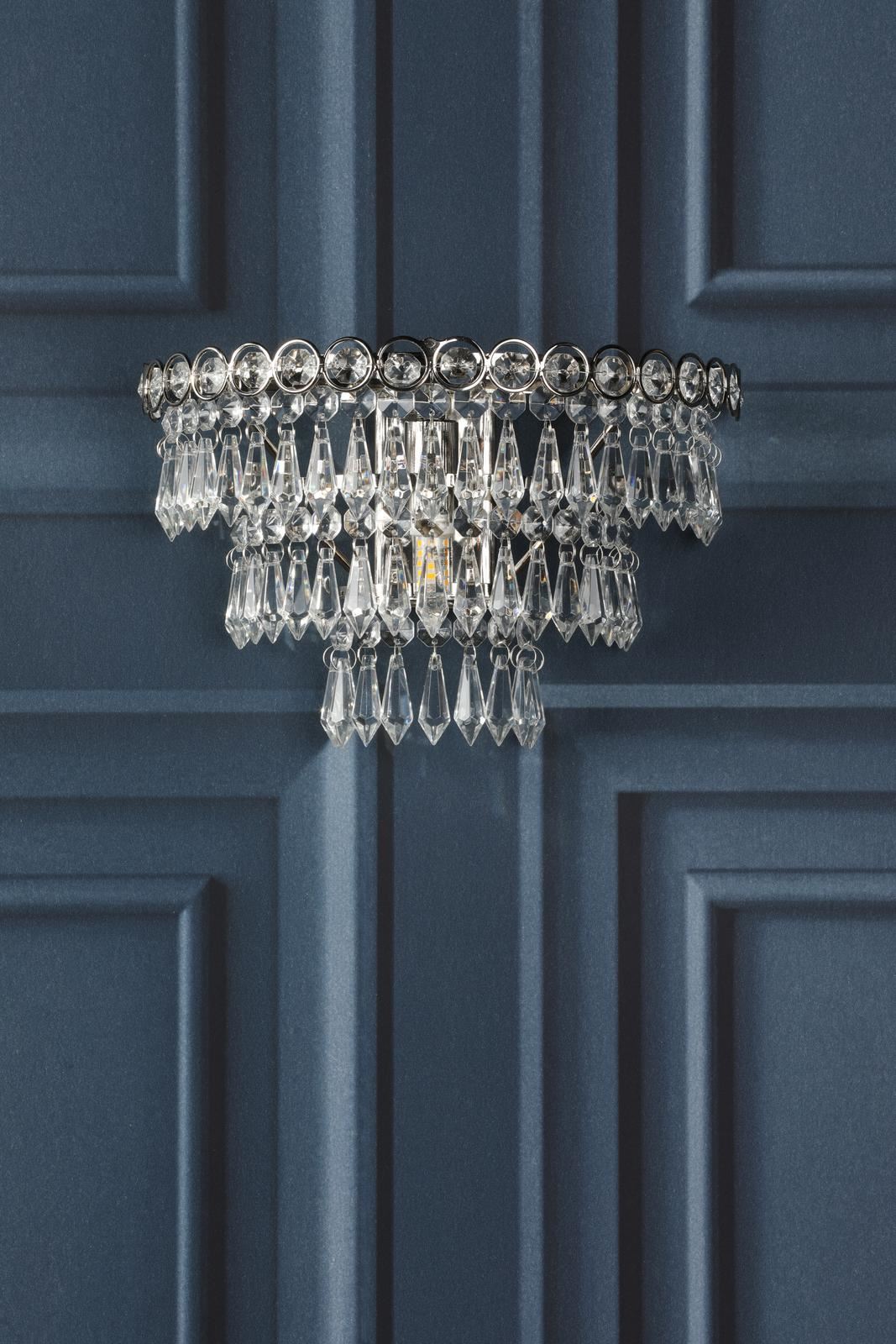 Laura Ashley Enid Wall Light Faceted Glass and Polished Nickel LA3727749-Q