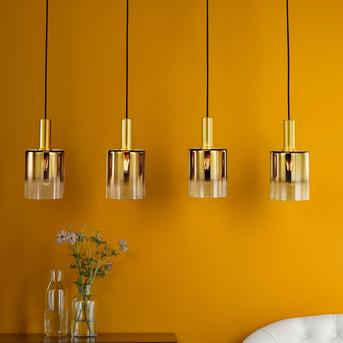 Savannah 4 Light Bar Pendant Satin Gold and Gold Ombre Glass SAV0435