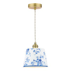 Laura Ashley China Rose Pendant Matt Blue and Matt Antique Brass LA3756728-Q