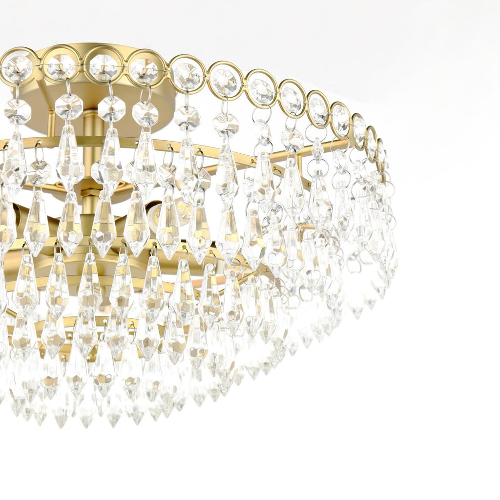 Enid 5 Light Semi-Flush Faceted Crystal and Matt Antique Brass Chandelier LA3756712-Q