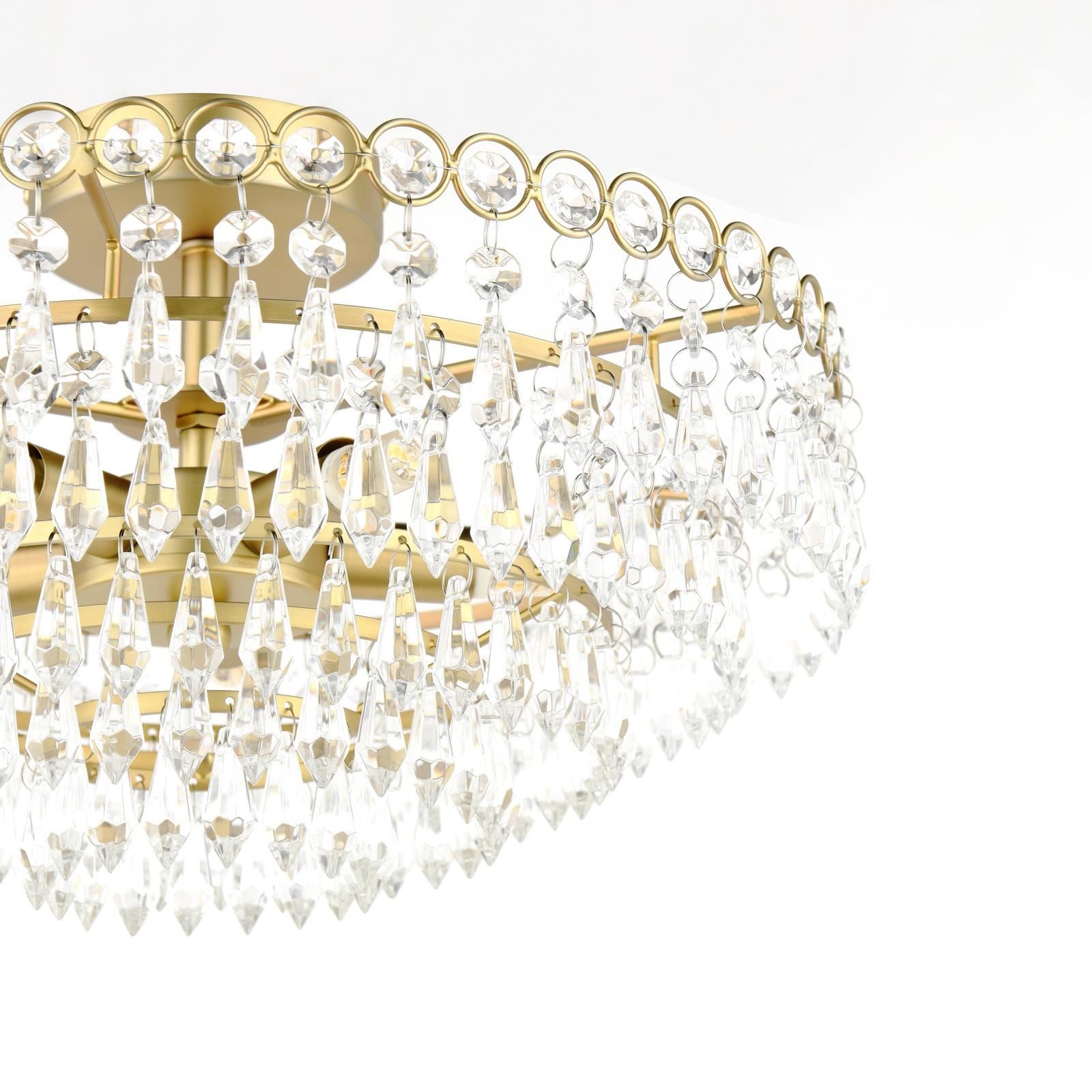 Enid 5 Light Semi-Flush Faceted Crystal and Matt Antique Brass Chandelier LA3756712-Q