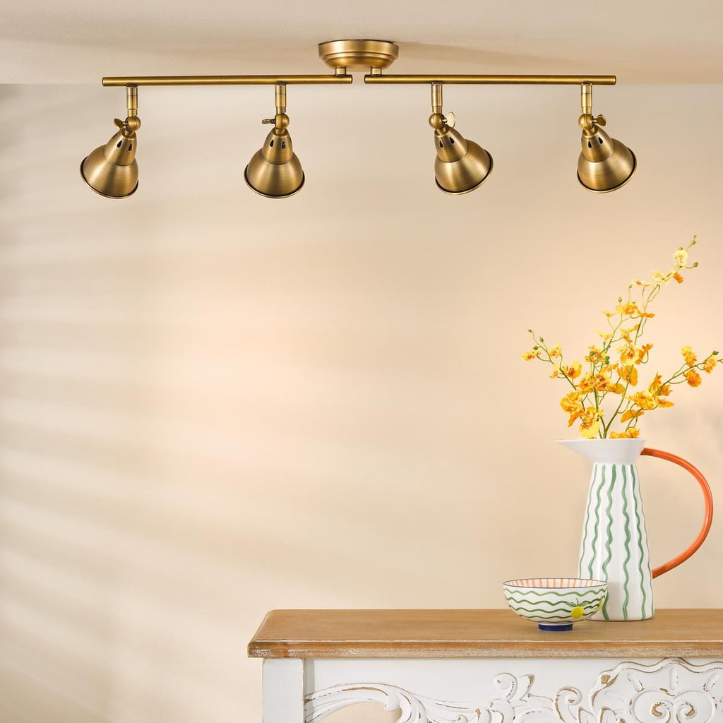 Nathaniel 4 Light Bar Spotlight In Aged Brass Finish NAT8442