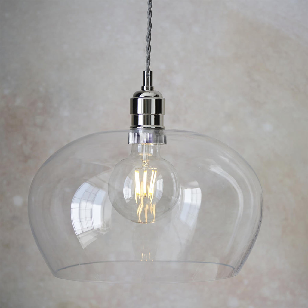 Camden Medium Shallow Ceiling Pendnat Light In Bright Nickel Finish 102677