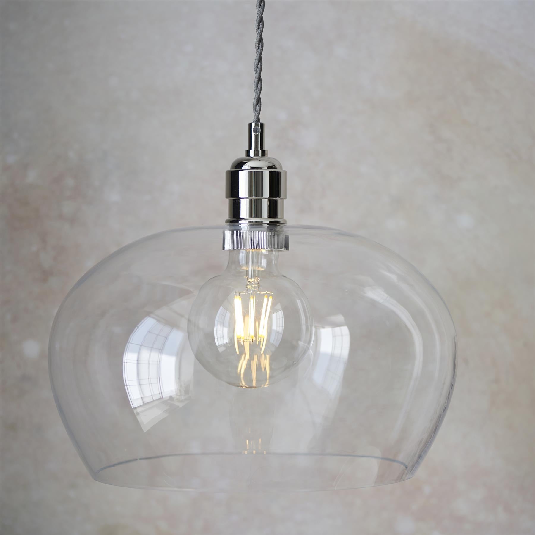 Camden Medium Shallow Ceiling Pendnat Light In Bright Nickel Finish 102677