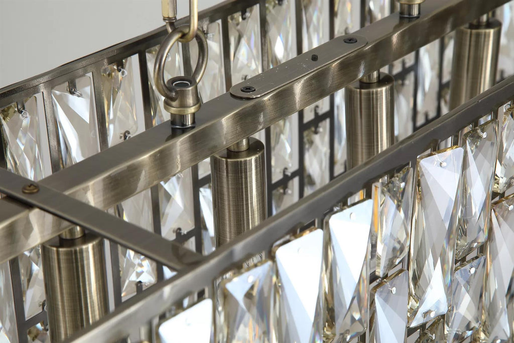 Bijou 8 Light  Oval Ceiling Pendant Light In Antique Brass Finish With Crystal Glass 65818-8AB