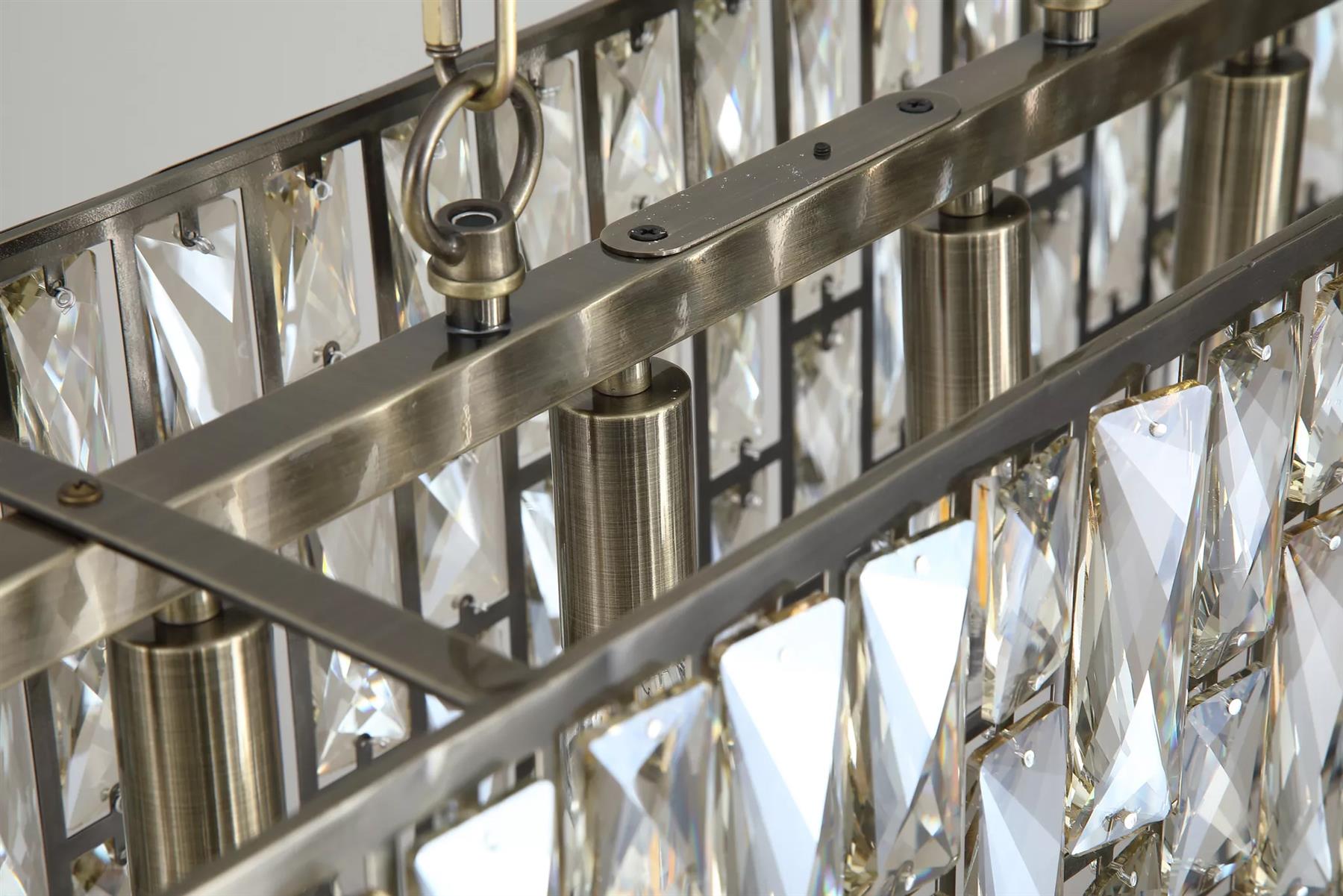 Bijou 8 Light  Oval Ceiling Pendant Light In Antique Brass Finish With Crystal Glass 65818-8AB
