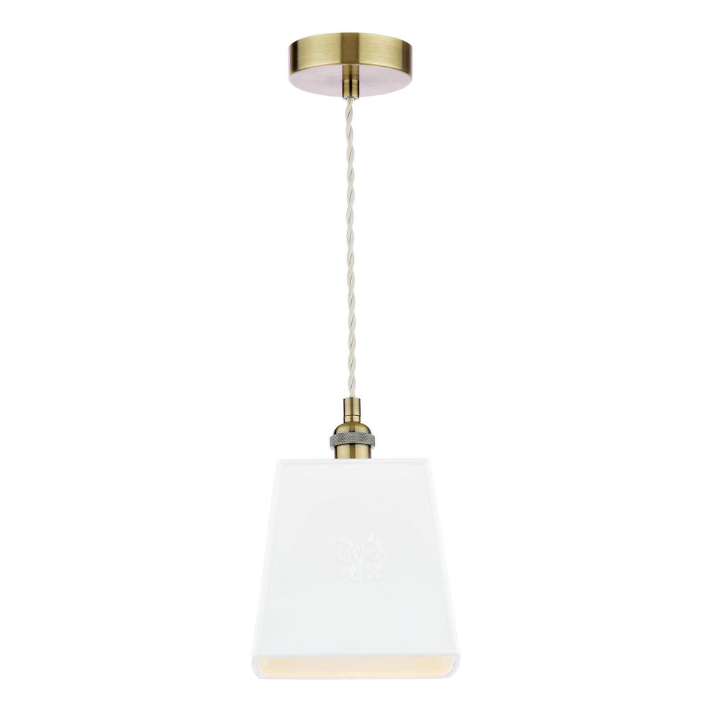 Laura Ashley Porcelain Pendant Cream and Antique Brass LA3756731-Q