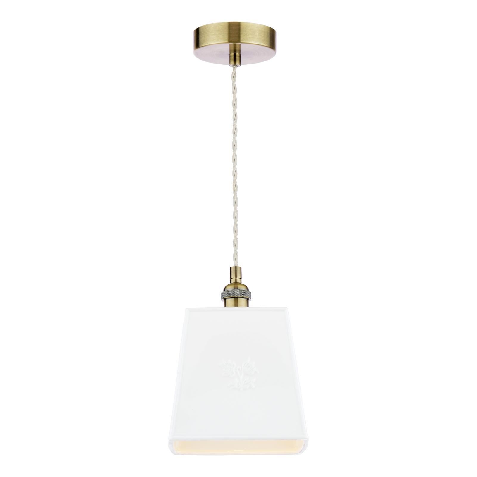 Laura Ashley Porcelain Pendant Cream and Antique Brass LA3756731-Q