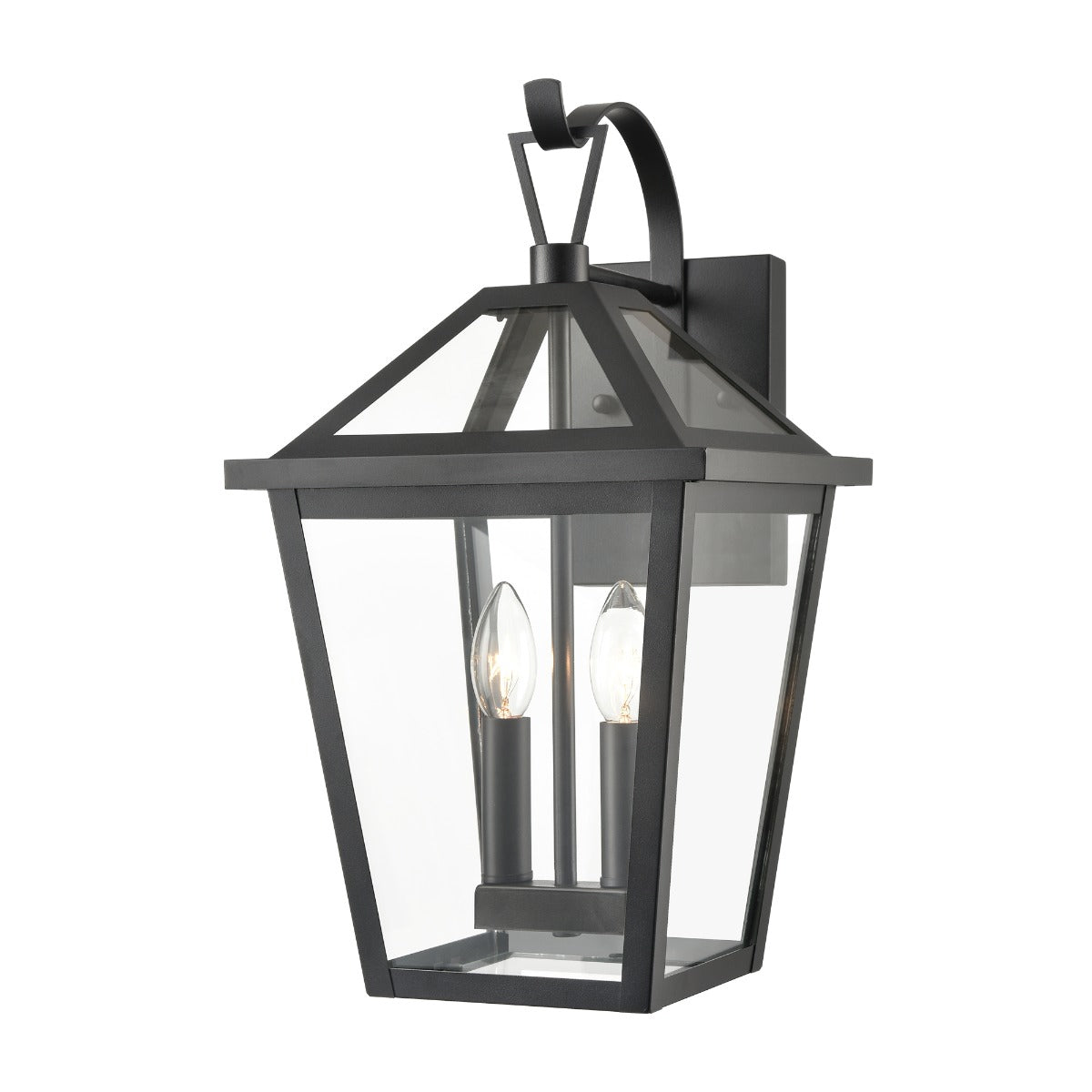 Franklite Dusk Outdoor 2 Light Hanging Wall Lantern In Matt Black Finish IP44 EXT6650