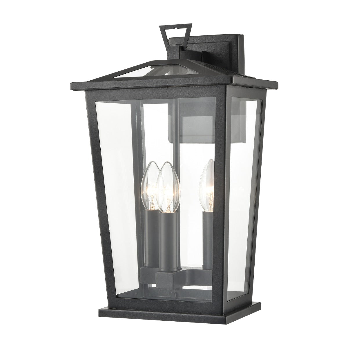 Franklite Dusk Outdoor 3 Light Wall Lantern In Matt Black Finish IP44 EXT6648