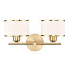 Franklite Polaris 2 Light Wall Light In Aged Brass With Fabric Shades FL2498-2