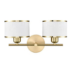 Franklite Polaris 2 Light Wall Light In Aged Brass With Fabric Shades FL2498-2