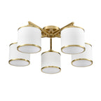 Franklite Sirius 5 Light Flush Ceiling Light In Aged Brass With Off White Shade FL2496-5