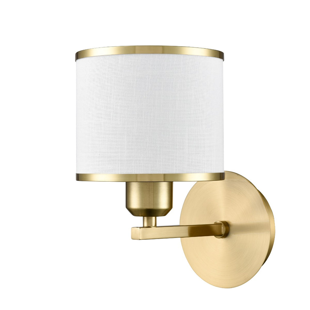Franklite Sirius Single Wall Light In Aged Brass With Off White Shade FL2496-1