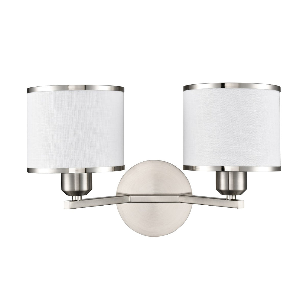 Franklite Sirius 2 Light Wall Light In Satin Nickel With Off White Shade FL2495-2