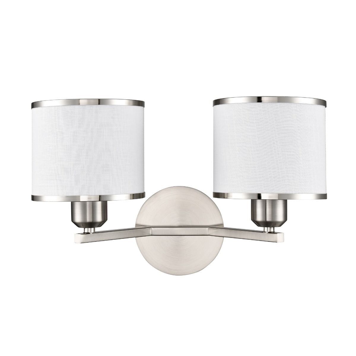 Franklite Sirius 2 Light Wall Light In Satin Nickel With Off White Shade FL2495-2