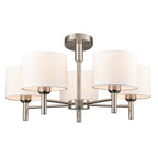 Franklite Barolo 5 Light Ceiling Light In Satin Nickel With Off White Shades FL2494-5