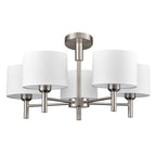 Franklite Barolo 5 Light Ceiling Light In Satin Nickel With Off White Shades FL2494-5