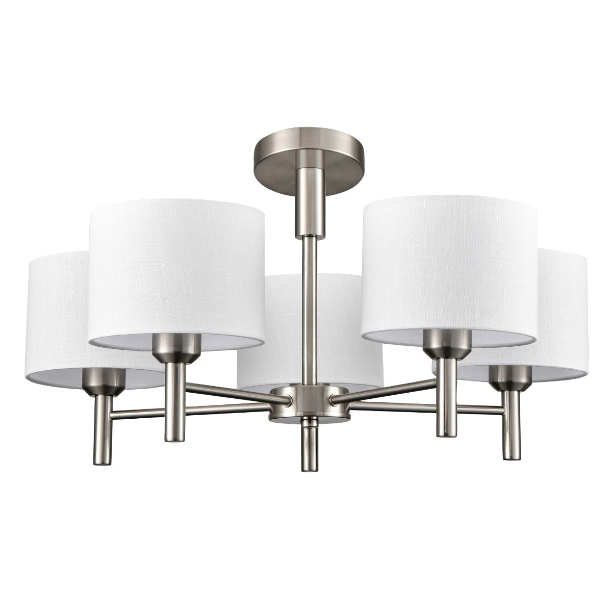 Franklite Barolo 5 Light Ceiling Light In Satin Nickel With Off White Shades FL2494-5