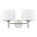 Franklite Barolo 2 Light  Wall Light In Satin Nickel With Off White Shades FL2494-2