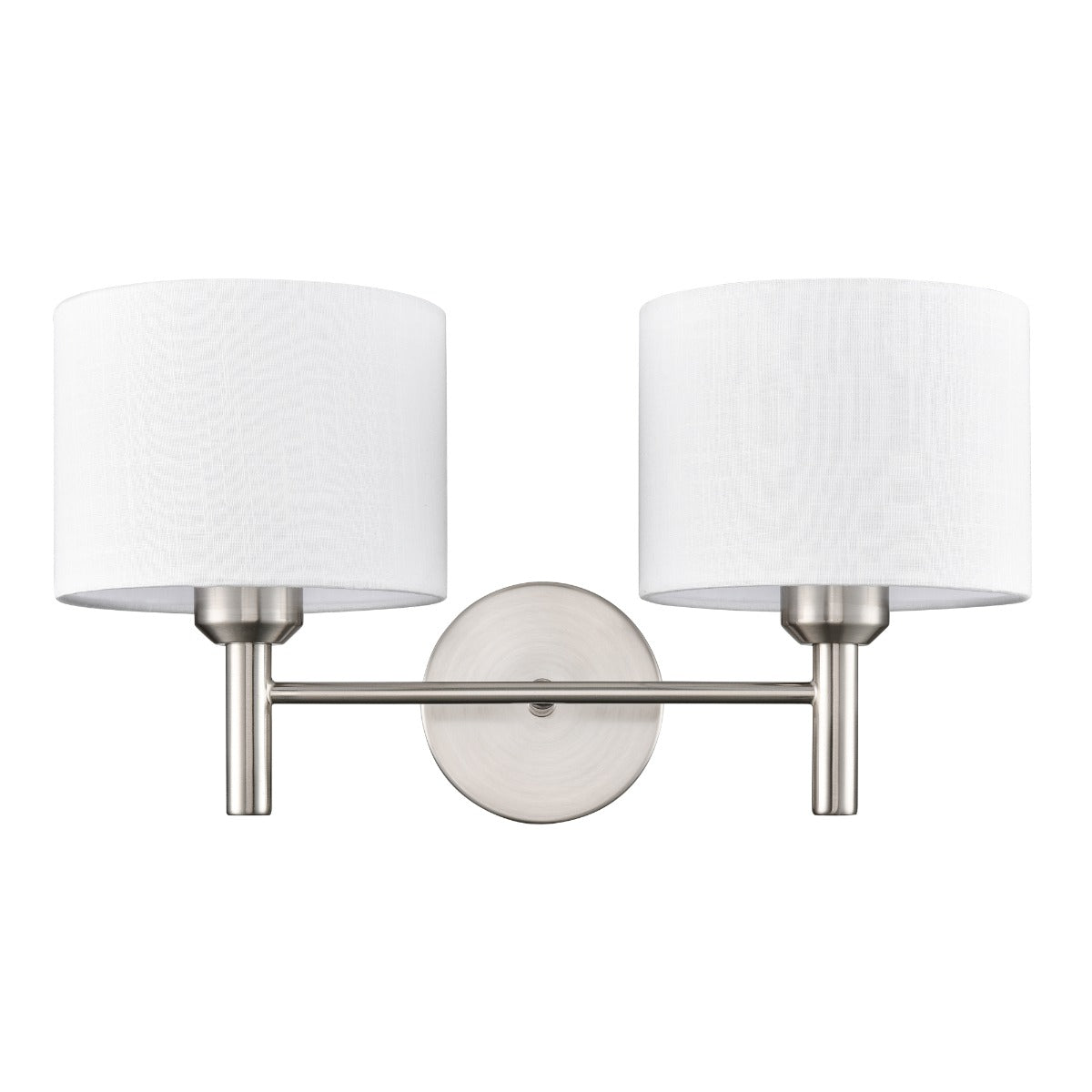 Franklite Barolo 2 Light  Wall Light In Satin Nickel With Off White Shades FL2494-2