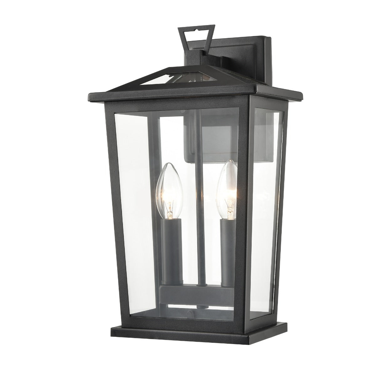 Franklite Dusk Outdoor 2 Light Wall Lantern In Matt Black Finish IP44 EXT6647